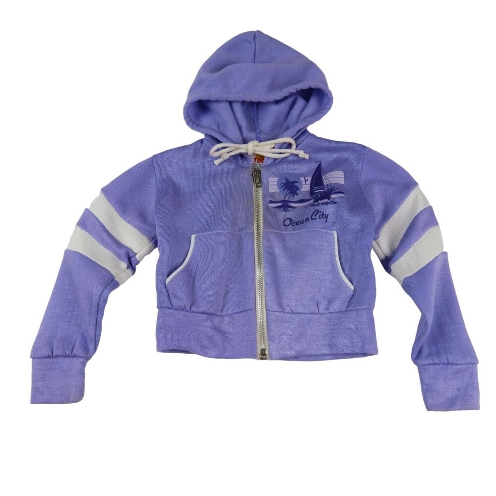 VINTAGE Toddler Purple Zip Front Ocean City Hoodie Sweatshirt by Gia Togs Size 2